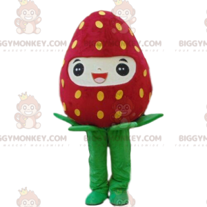 Giant Smiling Strawberry BIGGYMONKEY™ Mascot Costume, Red Fruit