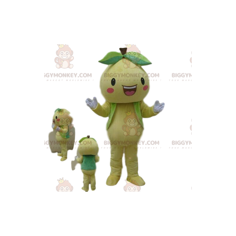 Peer BIGGYMONKEY™ mascottekostuum, fruitkostuum, geel fruit -