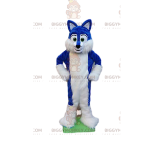 Blue and white dog BIGGYMONKEY™ mascot costume, furry dog