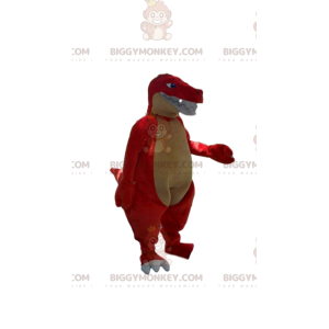 Costume de mascotte BIGGYMONKEY™ de dinosaure rouge et jaune