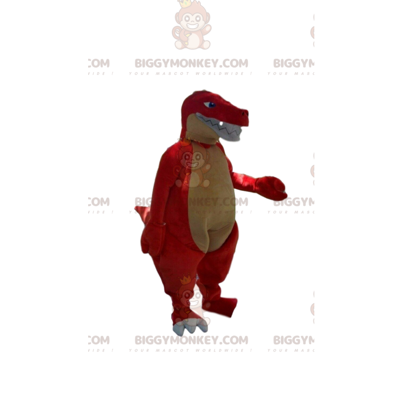 Costume da mascotte BIGGYMONKEY™ dinosauro rosso e giallo