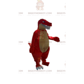 Costume da mascotte BIGGYMONKEY™ dinosauro rosso e giallo