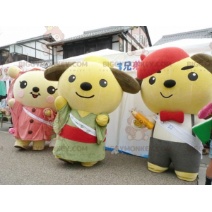 3 BIGGYMONKEY™s japanisches Zeichentrick-Teddybär-Maskottchen -