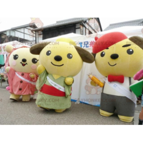 3 mascottes BIGGYMONKEY™ de nounours de dessin animé japonais - Mascotte d'ours - BIGGYMONKEY_01006 - BiggyMonkey.com