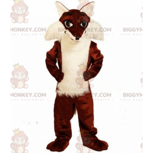 BIGGYMONKEY™ mascot costume of beautiful brown and white fox
