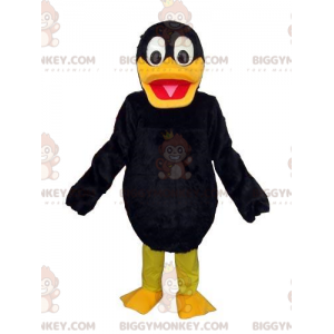 BIGGYMONKEY™ maskotkostume sort og gul and, andekostume, fugl -