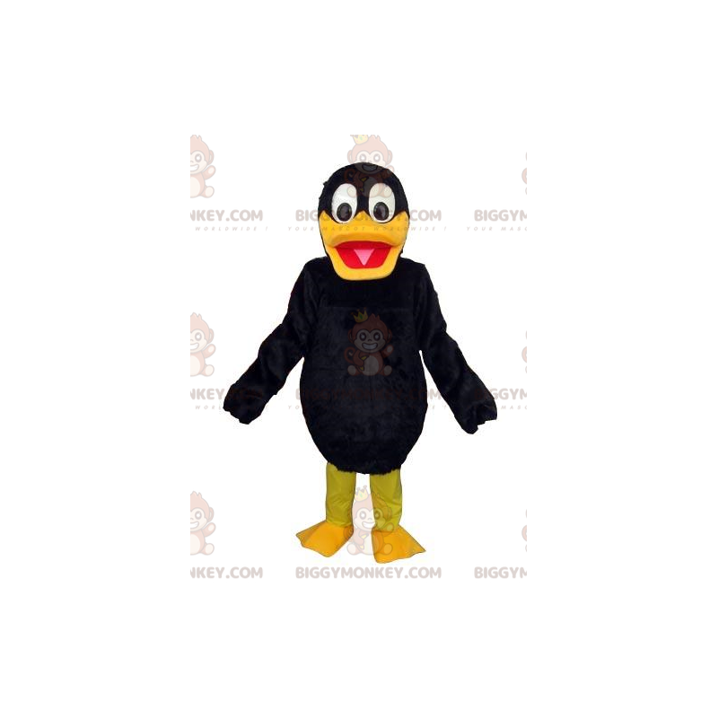 BIGGYMONKEY™ costume da mascotte anatra nera e gialla, costume BIGGYMONKEY™ costume da mascotte anatra nera e gialla, costume