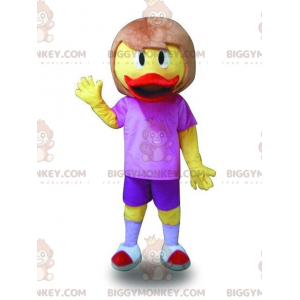 Costume de mascotte BIGGYMONKEY™ de canard avec des cheveux.