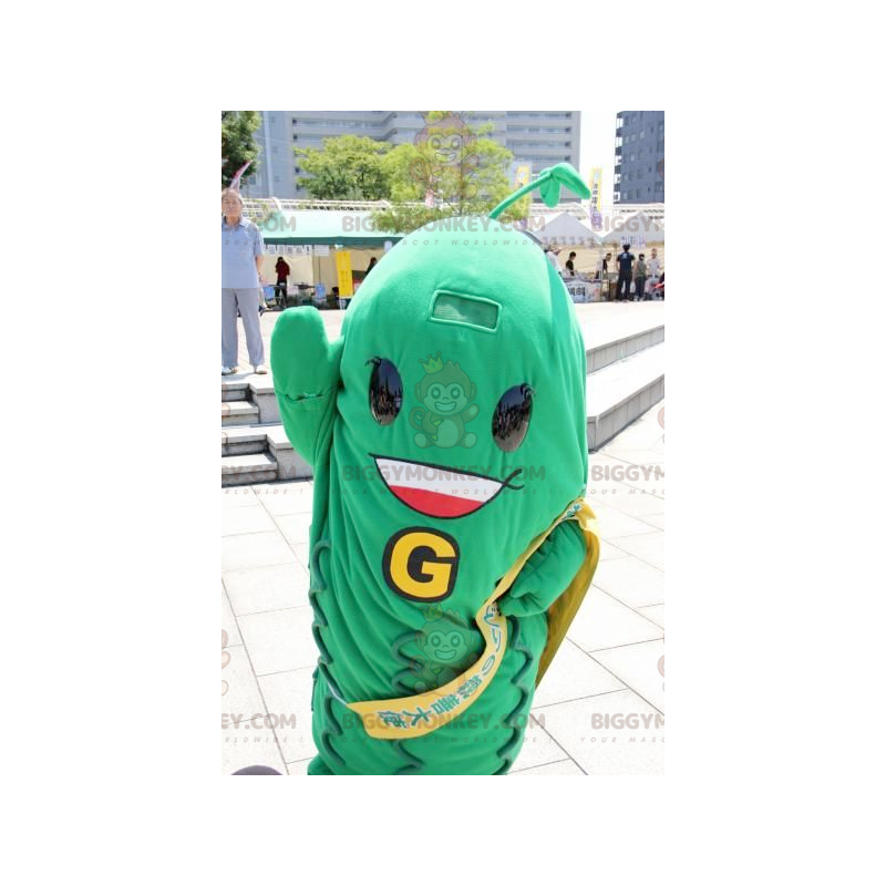 Groene Groente Augurk Groene Boon BIGGYMONKEY™ Mascottekostuum Groene Groente Augurk Groene Boon BIGGYMONKEY™ Mascottekostuum