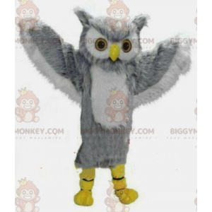 Giant Gray and White Owl BIGGYMONKEY™ Mascot Costume, Owl