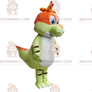 Costume da mascotte BIGGYMONKEY™ dinosauro verde e bianco