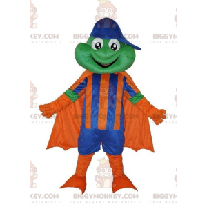 BIGGYMONKEY™ mascottekostuum van kikker in superheldenkostuum
