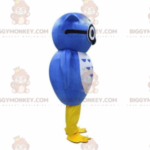 BIGGYMONKEY™ maskottiasu sinisestä pöllöstä lasilla, sininen lintuasu - Lintu maskotti - BIGGYMONKEY_08867 - BiggyMonkey.com