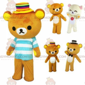Teddy BIGGYMONKEY™ maskotkostume med stribet top, bamsekostume