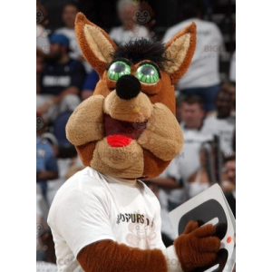 Brown Wolf with Green Eyes BIGGYMONKEY™ Mascot Costume -
