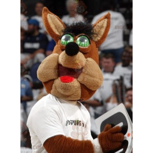 Kostým hnědý vlk se zelenýma očima BIGGYMONKEY™ maskot –