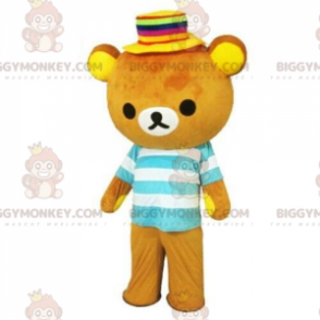 Teddy BIGGYMONKEY™ Maskottchenkostüm mit gestreiftem Oberteil