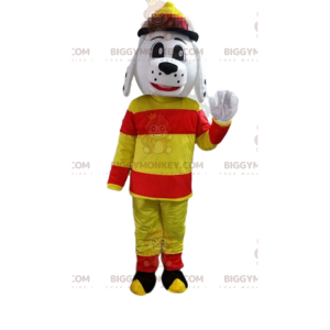 BIGGYMONKEY™ mascot costume of dog dressed as a firefighter