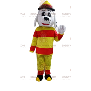 Costume de mascotte BIGGYMONKEY™ de chien habillé en pompier