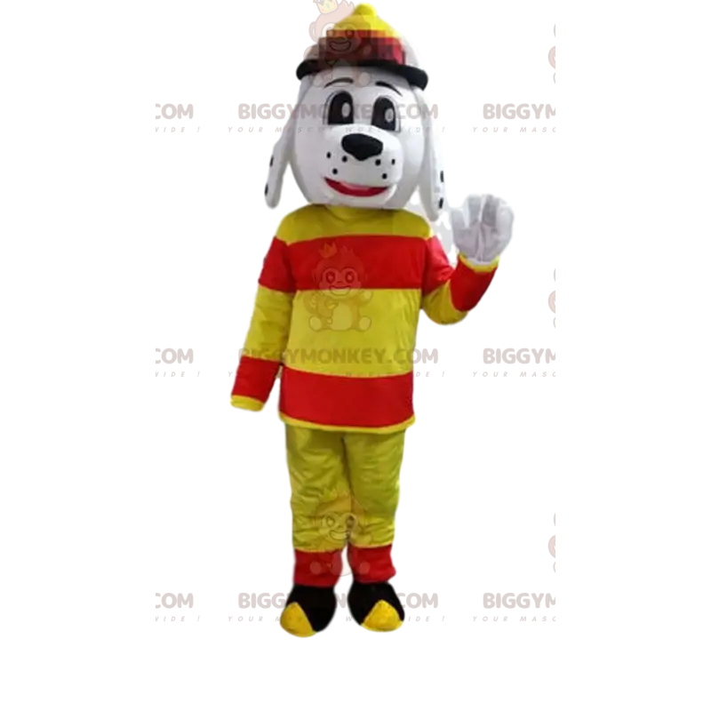 BIGGYMONKEY™ Maskottchenkostüm eines als Feuerwehrmann BIGGYMONKEY™ Maskottchenkostüm eines als Feuerwehrmann