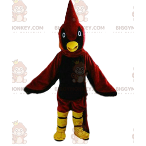 BIGGYMONKEY™ mascot costume red and yellow bird, colorful bird