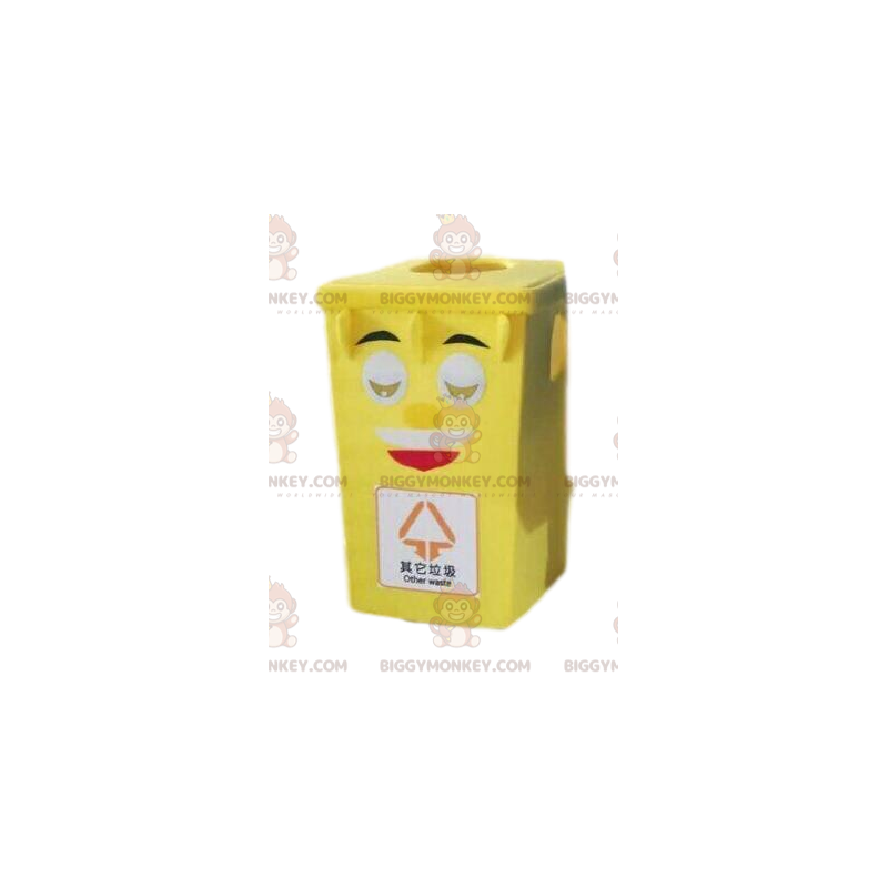 Costume de mascotte BIGGYMONKEY™ de poubelle jaune, costume de Costume de mascotte BIGGYMONKEY™ de poubelle jaune, costume de