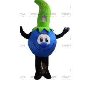 Blueberry BIGGYMONKEY™ mascot costume, blue fruit costume, red