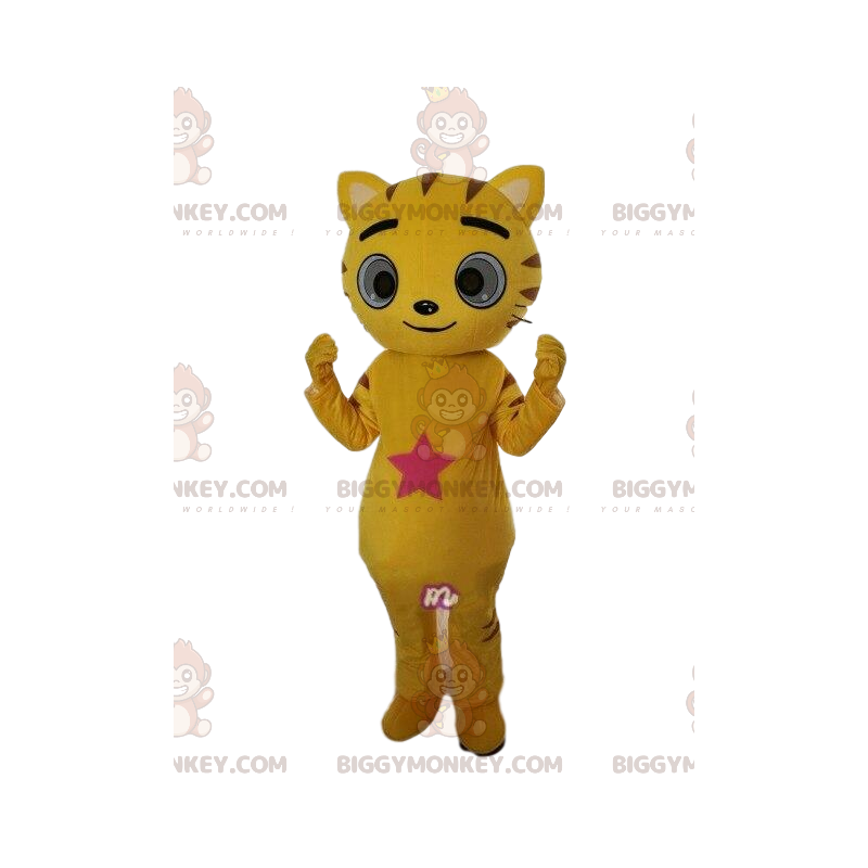 Yellow cat BIGGYMONKEY™ mascot costume, cat costume, feline