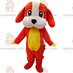 Kostium maskotki BIGGYMONKEY™ z czerwonego, białego i żółtego psa, kostium psa - Maskotki dla psów - BiggyMonkey.com
