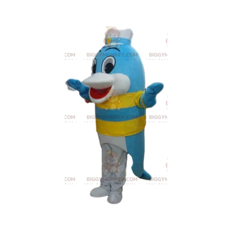 Blauwe dolfijn BIGGYMONKEY™ mascottekostuum, viskostuum, zee Blauwe dolfijn BIGGYMONKEY™ mascottekostuum, viskostuum, zee