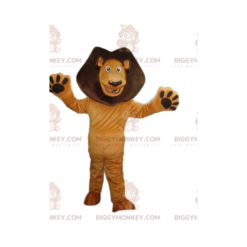 Traje de mascote BIGGYMONKEY™ de Alex, o famoso leão do desenho Traje de mascote BIGGYMONKEY™ de Alex, o famoso leão do desenho