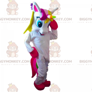 Costume de mascotte BIGGYMONKEY™ de licorne multicolore