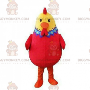 Muy exitoso y colorido disfraz de mascota de gallina roja y