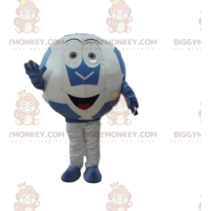 Disfraz de mascota de pelota azul y blanca BIGGYMONKEY™, pelota