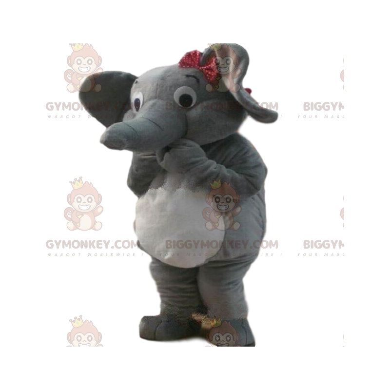 BIGGYMONKEY™ costume mascotte elefante grigio e bianco, costume BIGGYMONKEY™ costume mascotte elefante grigio e bianco, costume