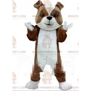 Bruine en witte hond BIGGYMONKEY™ mascottekostuum, raszuivere