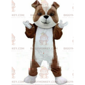 Brun och vit hund BIGGYMONKEY™ maskotdräkt, renrasig hunddräkt