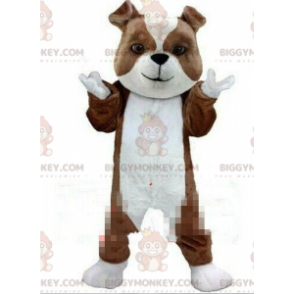 Brun og hvid hund BIGGYMONKEY™ maskotkostume, raceren hundekostume - Hunde maskoter - BIGGYMONKEY_08924 - BiggyMonkey.com