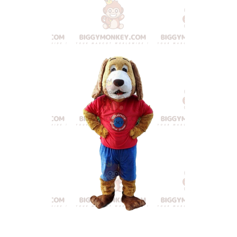 Dog BIGGYMONKEY™ Mascot Costume Dressed in Colorful Outfit