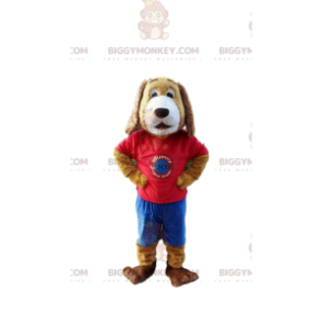 Dog BIGGYMONKEY™ Mascot Costume Dressed in Colorful Outfit