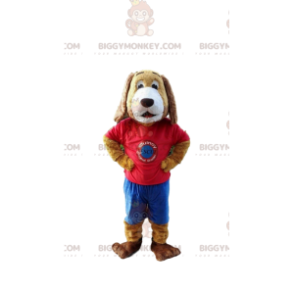 Hund BIGGYMONKEY™ Maskottchenkostüm in buntem Outfit