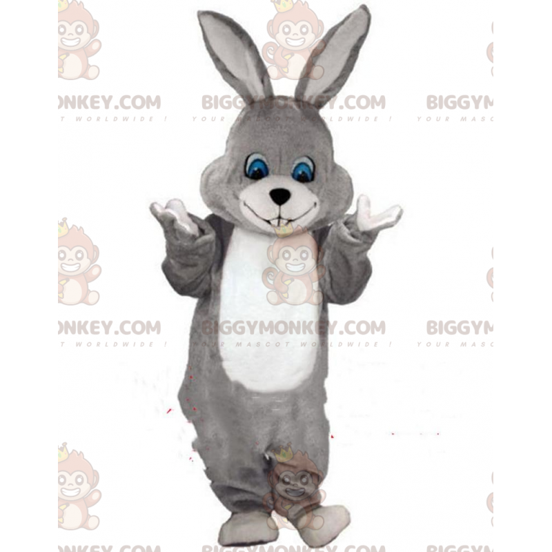 Disfraz de mascota de conejo gris y blanco BIGGYMONKEY™ Disfraz de mascota de conejo gris y blanco BIGGYMONKEY™