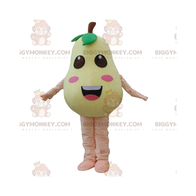 Kostým maskota BIGGYMONKEY™ žluté hrušky, kostým ovoce, žluté Kostým maskota BIGGYMONKEY™ žluté hrušky, kostým ovoce, žluté