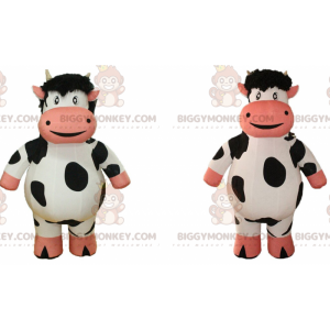 2 nafukovací krávy maskota BIGGYMONKEY™, farmářské kostýmy –