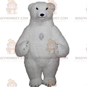 Costume de mascotte BIGGYMONKEY™ d'ours blanc gonflable