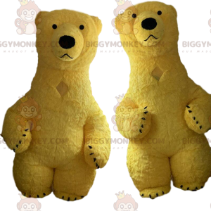 2 żółte misie maskotki BIGGYMONKEY™, dmuchańce, kostiumy