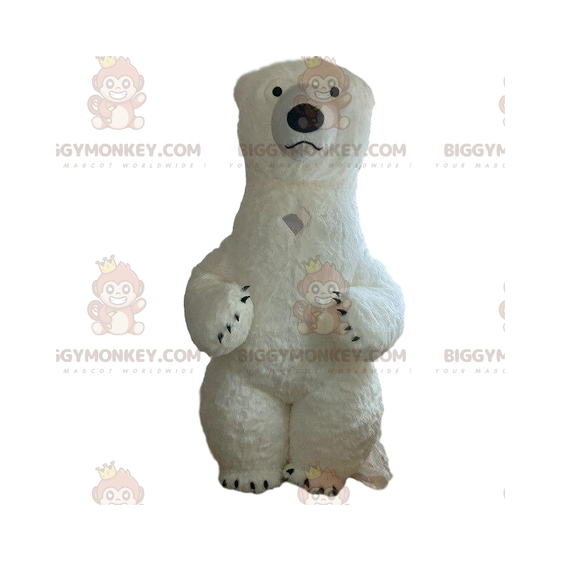 Fantasia de mascote de urso branco inflável BIGGYMONKEY™ Fantasia de mascote de urso branco inflável BIGGYMONKEY™