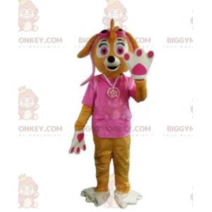BIGGYMONKEY™ mascottekostuum bruine hond, teefje gekleed in