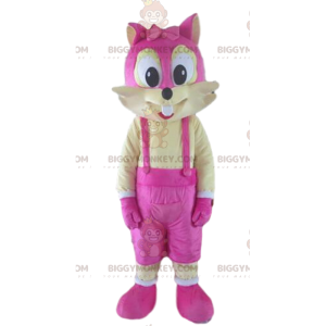 BIGGYMONKEY™ mascot costume yellow and pink squirrel, colorful