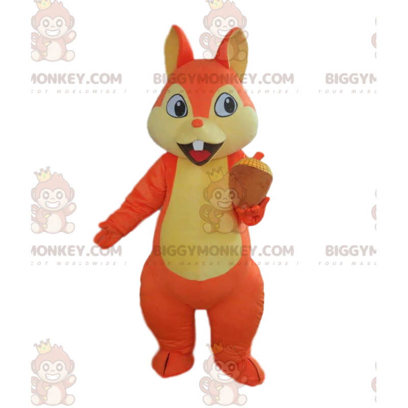 Traje de mascote de esquilo laranja e amarelo BIGGYMONKEY™ Traje de mascote de esquilo laranja e amarelo BIGGYMONKEY™